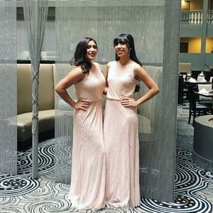 Aidan Mattox blush beaded gown